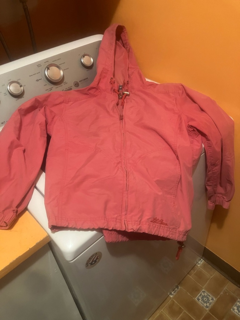 L.L. Bean Coral Pink Hooded Rain Jacket
